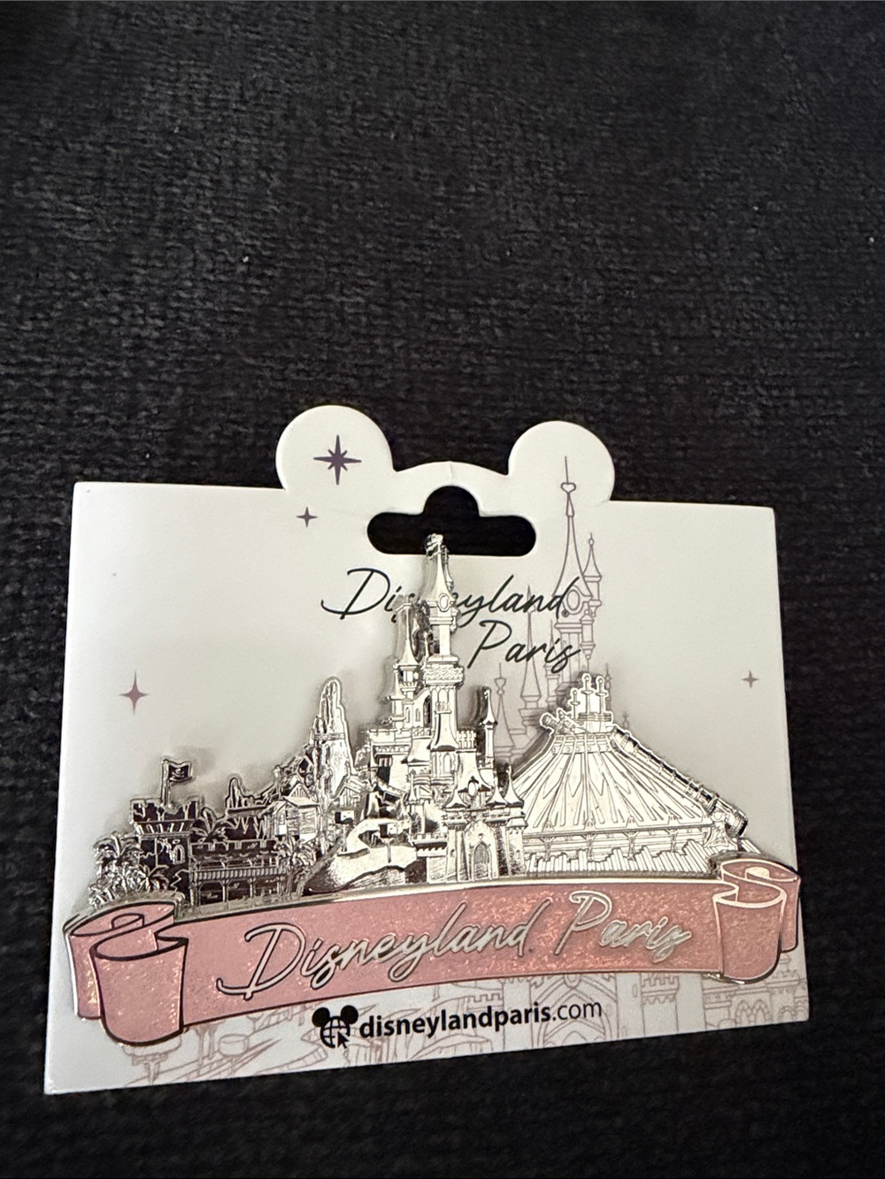 Disney Disneyland Paris Silver and Pink Castle Pin